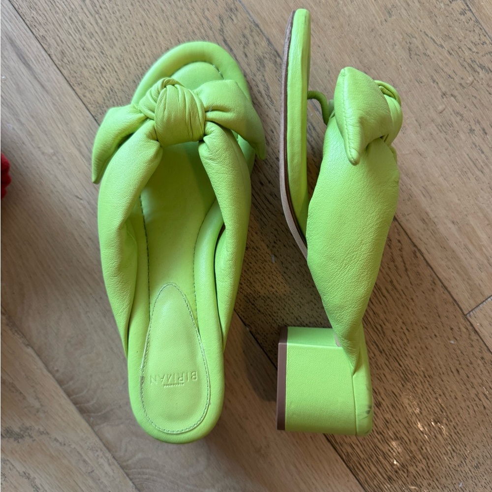 Alexandre Birman Lime Green Knotted Mules